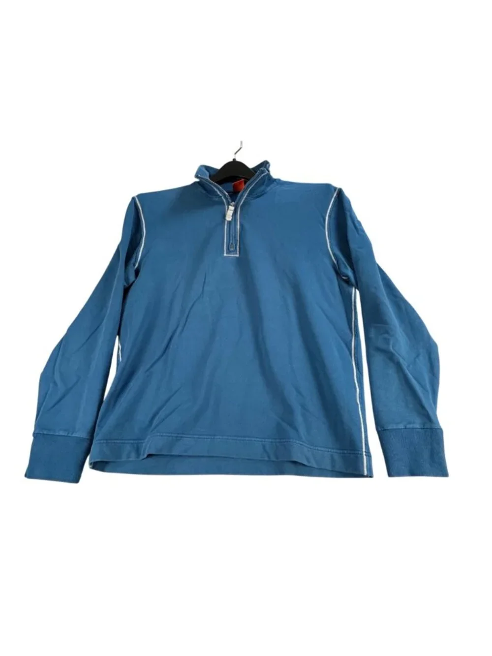 Hugo Boss 1/4 Zip Pullover Mens M Blue Long Sleeve Preppy Casual Contrast Stitch
